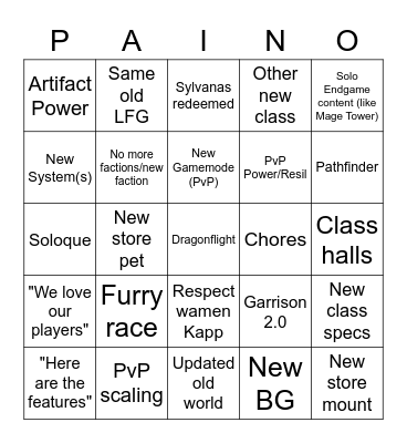 WoW is still good Copium Bingo Card
