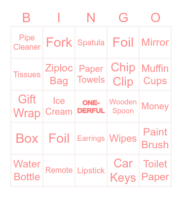 Emerson's BINGO Card