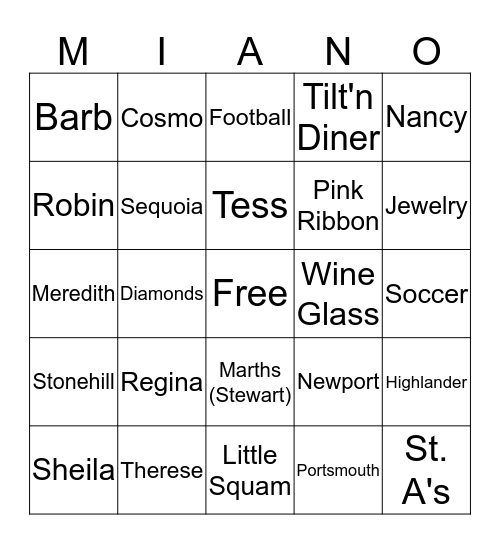 Nancy's 50th Bingo Card