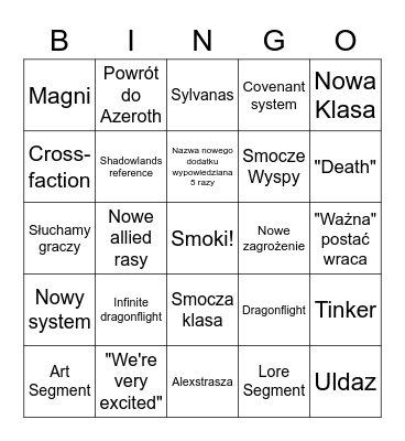 10.0 Expansion Bingo Card