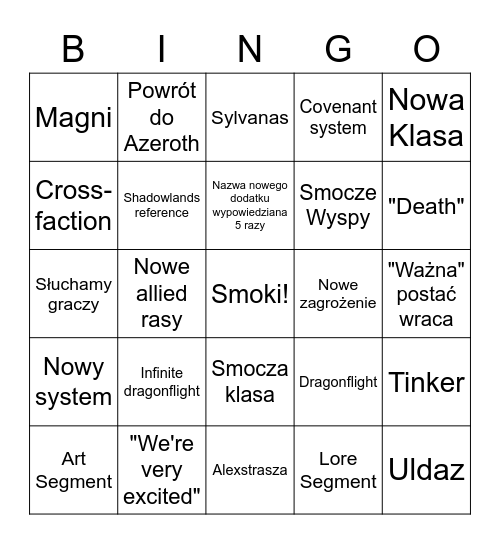 10.0 Expansion Bingo Card