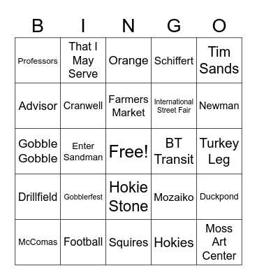 VIRGINIA TECH BINGO Card