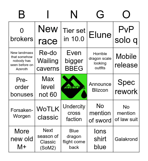 Wow Bungo Bingo Card