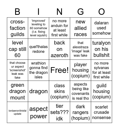 10.0 Bingo Card