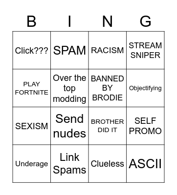 TriHard in chat Bingo Card