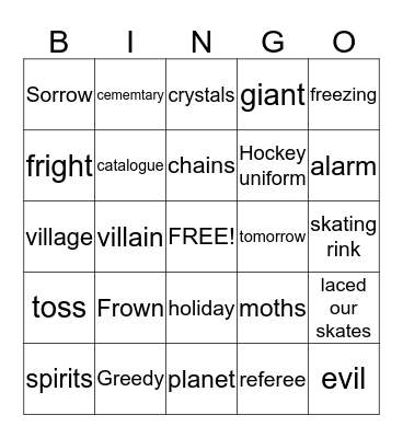 Story vocabulary Bingo Card