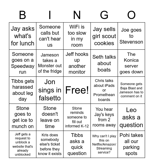 IT Bingo Card