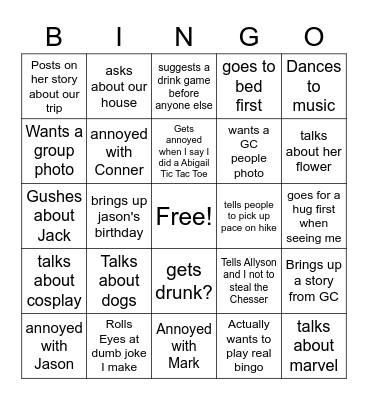 Abgail Bingo Card