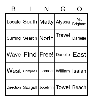 Spelling Word  Bingo Card