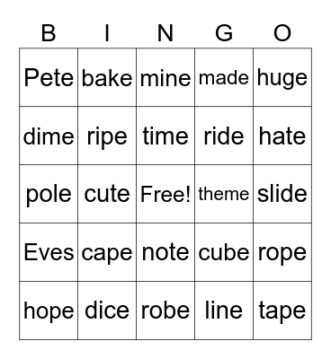 Final e Bingo Card