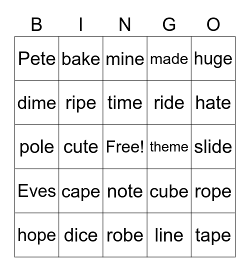 Final e Bingo Card