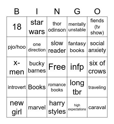 Jessie’s Bingo Card