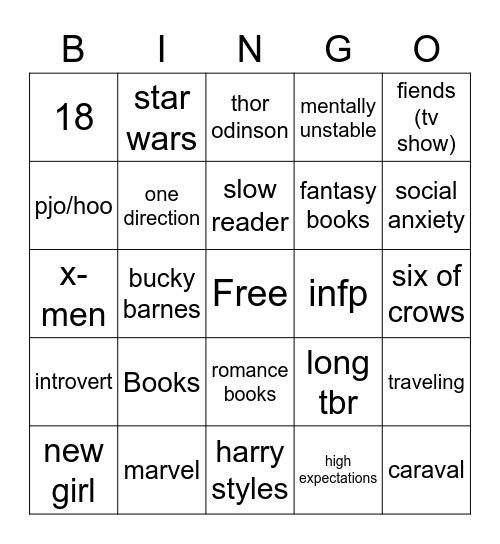 Jessie’s Bingo Card