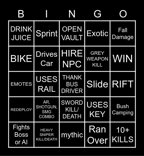 Untitled Bingo Card