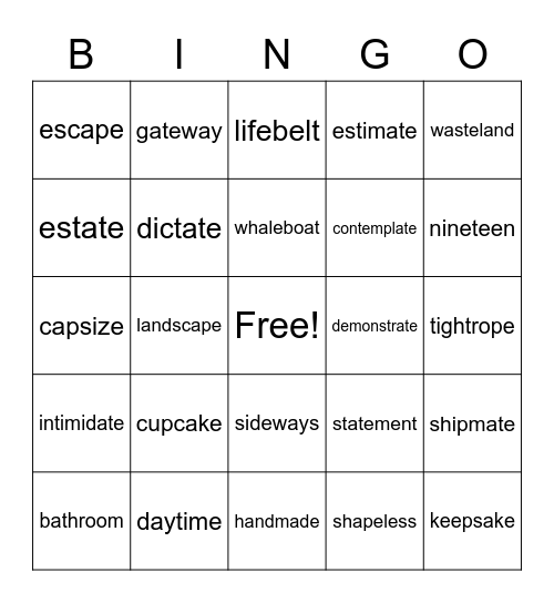 Phonics 13-20 Bingo Card