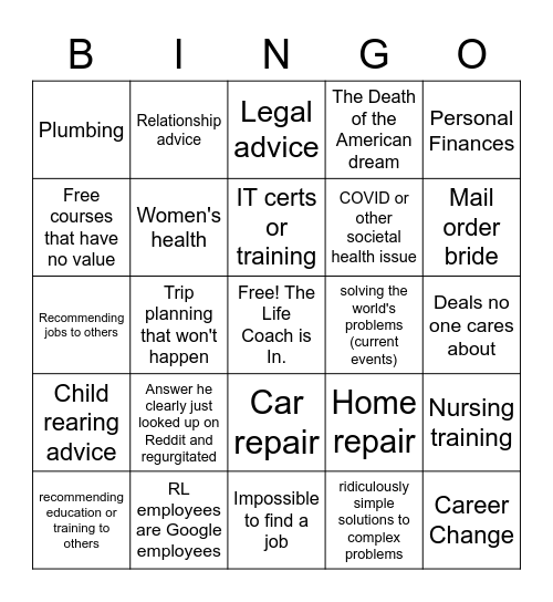 Brent Bingo Card