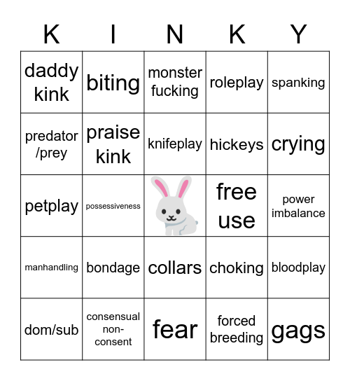 Kinky Bingo Card