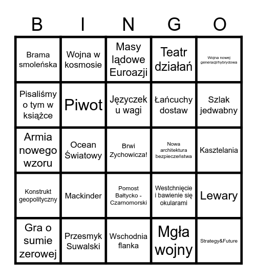 Bingo Buzzwordziaka! Bingo Card