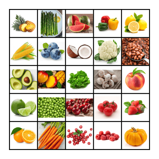 Les Fruits & Les Légumes Bingo Card
