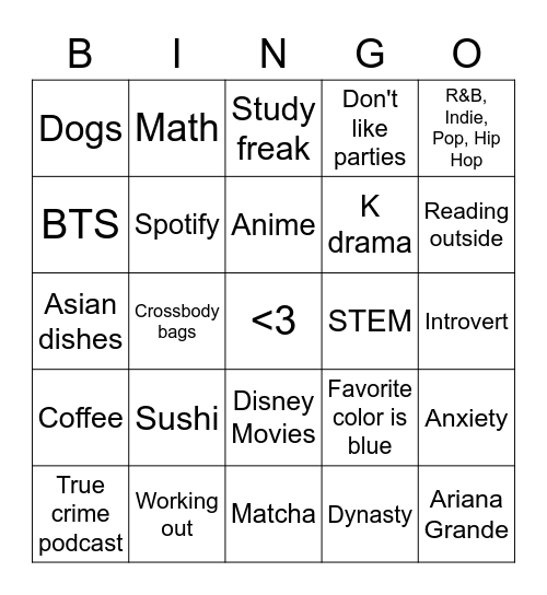 Janci 💙 Bingo Card