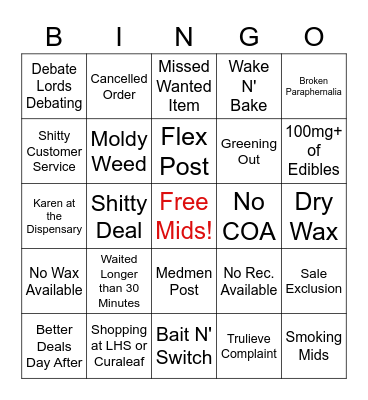 420 Bingo Card