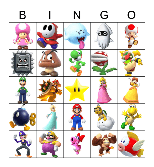 Super Mario Bingo Card