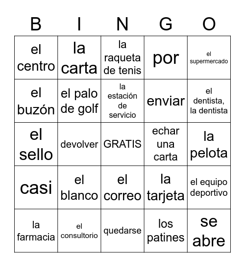 Realidades 3A Bingo Card