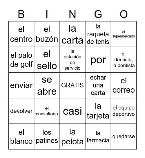 Realidades 3A Bingo Card