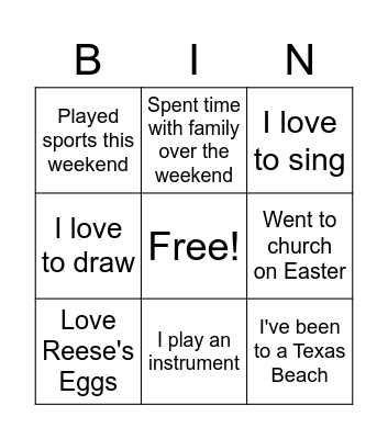 FCA Bingo Card