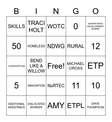 WIOA Bingo Card