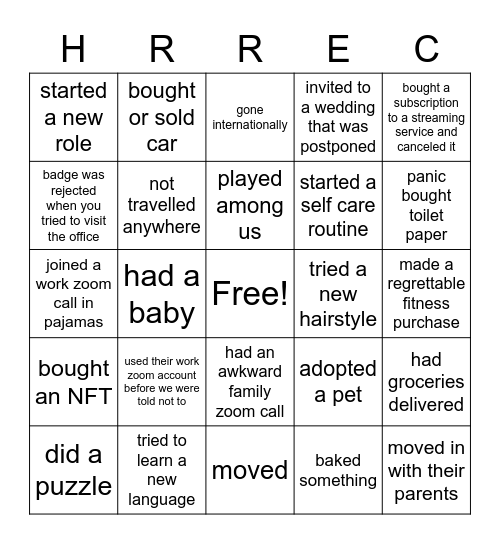 Recruiting Team Bingo Card