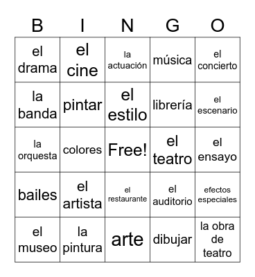 El arte Bingo Card