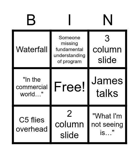 CTM Bingo Card