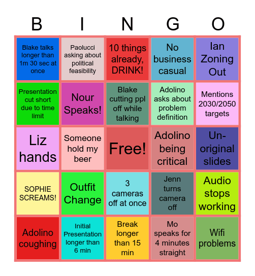 ORAL BRIEFINGS Bingo Card