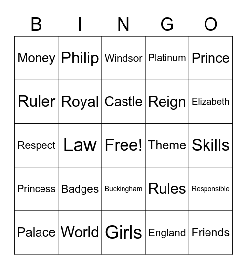 Royal Bingo Card