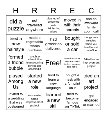 Recruiting Team Bingo Card