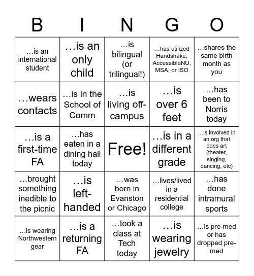 Find someone who... Bingo Card