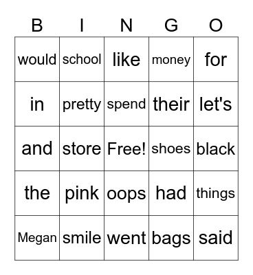 THE SHOE STORE Bingo Card
