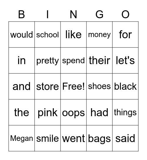THE SHOE STORE Bingo Card