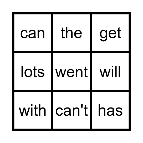 1g Power Words Bingo Card