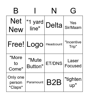 Sundowner Bingo Card