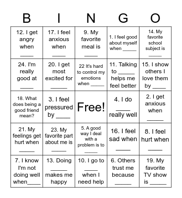 Family Bingo Card