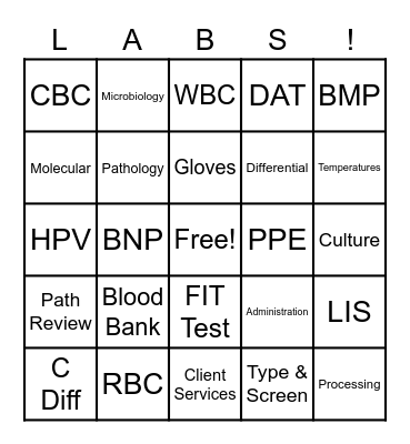 Lab Week 2022 Bingo Card
