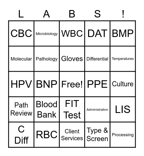 Lab Week 2022 Bingo Card