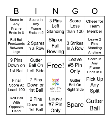 Amity Bowling Bingo Card