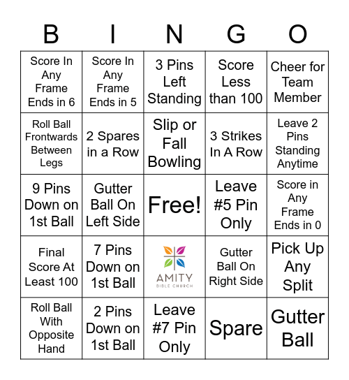 Amity Bowling Bingo Card