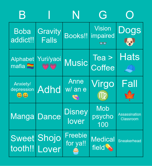 TAY'S BINGO Card