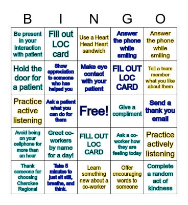Language of Care- Appreciation Bingo Card