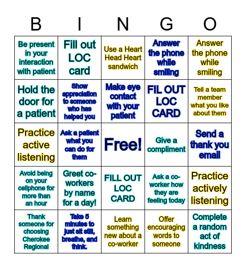 Language of Care- Appreciation Bingo Card