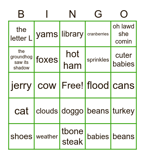 Links Bingo Night Bingo Card